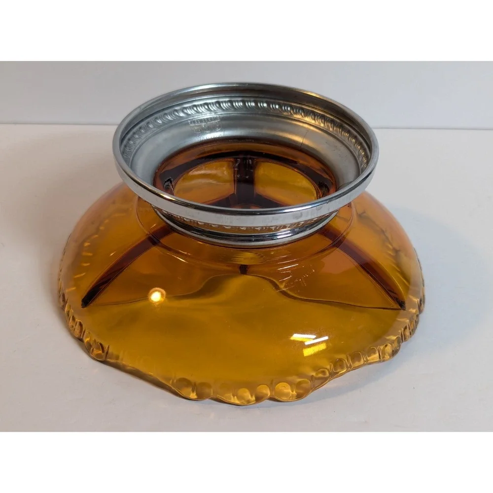 Vintage Farber Bros Krome Kraft  Glass Divided Dish Bowl Amber‎
